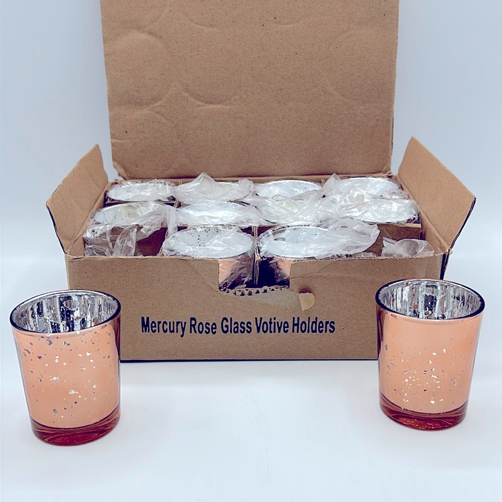 Mercury Rose Glass Votive Holders | 12PK
